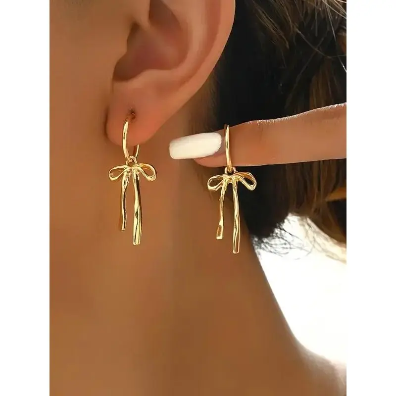 Women's Elegant Bowknot Design Dangle Earrings, Exquisite Trendy Dangle Earrings, Fashionable Jewelry for Women for Daily & Party Decoration Valentine’s Day gift