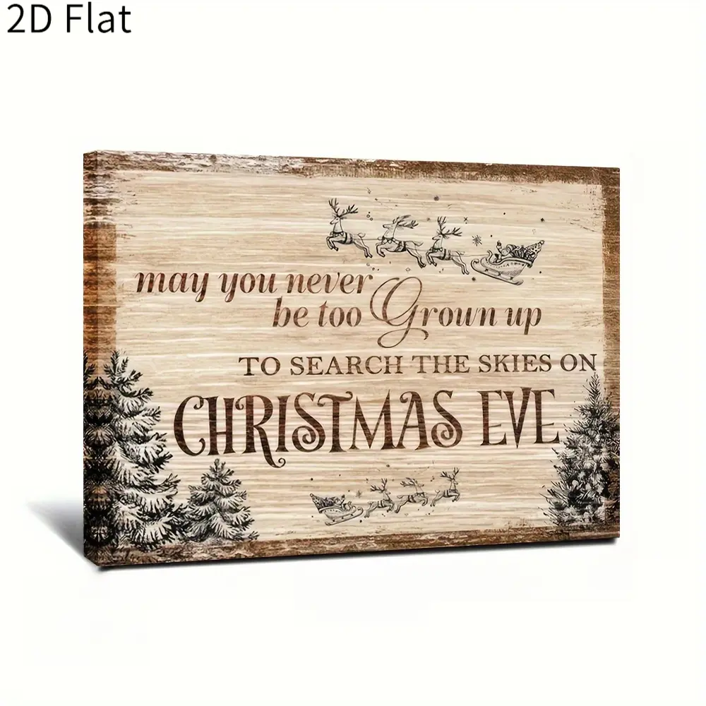 Retro Farmhouse Christmas Theme Canvas Wall Art - Framed, Ready To Hang - For Living Room Cafe - Perfect Gift For Housewarming Christmas Easter - Wall Decor, Home Decoration