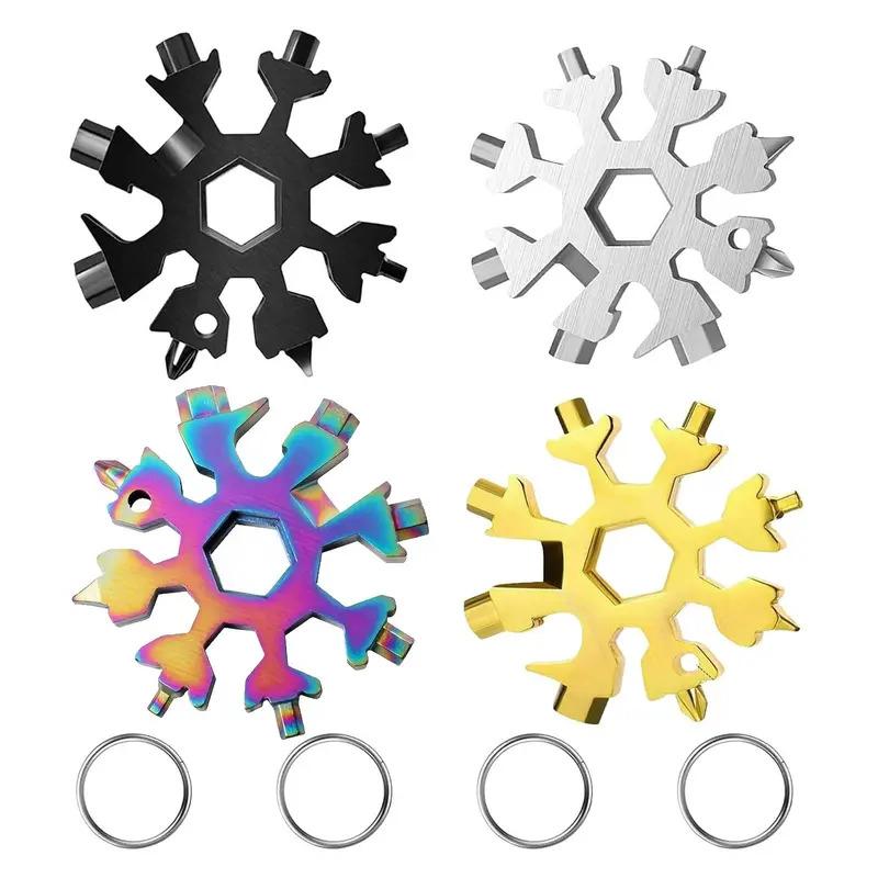 Viral 18-in-1 Snowflake Multi-tool  Stainless Steel Portable Wrench |   All-in-One Screwdriver & Bottle Opener |   Must-Have Survival Gadget Keychains