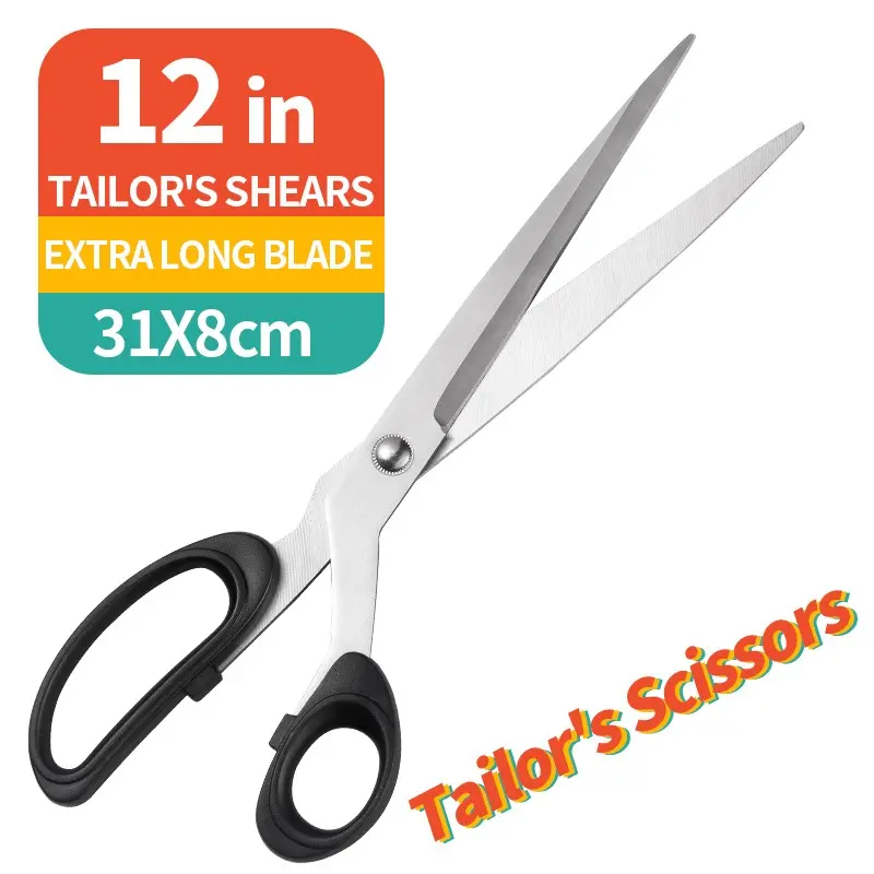 Bestselling 12-Inch Extended Professional Tailor Scissors, Thick Stainless Steel Sharp Fabric Cutter, Sewing, Dressmaking, Home Office, Paper Cutting, Sewing Tools