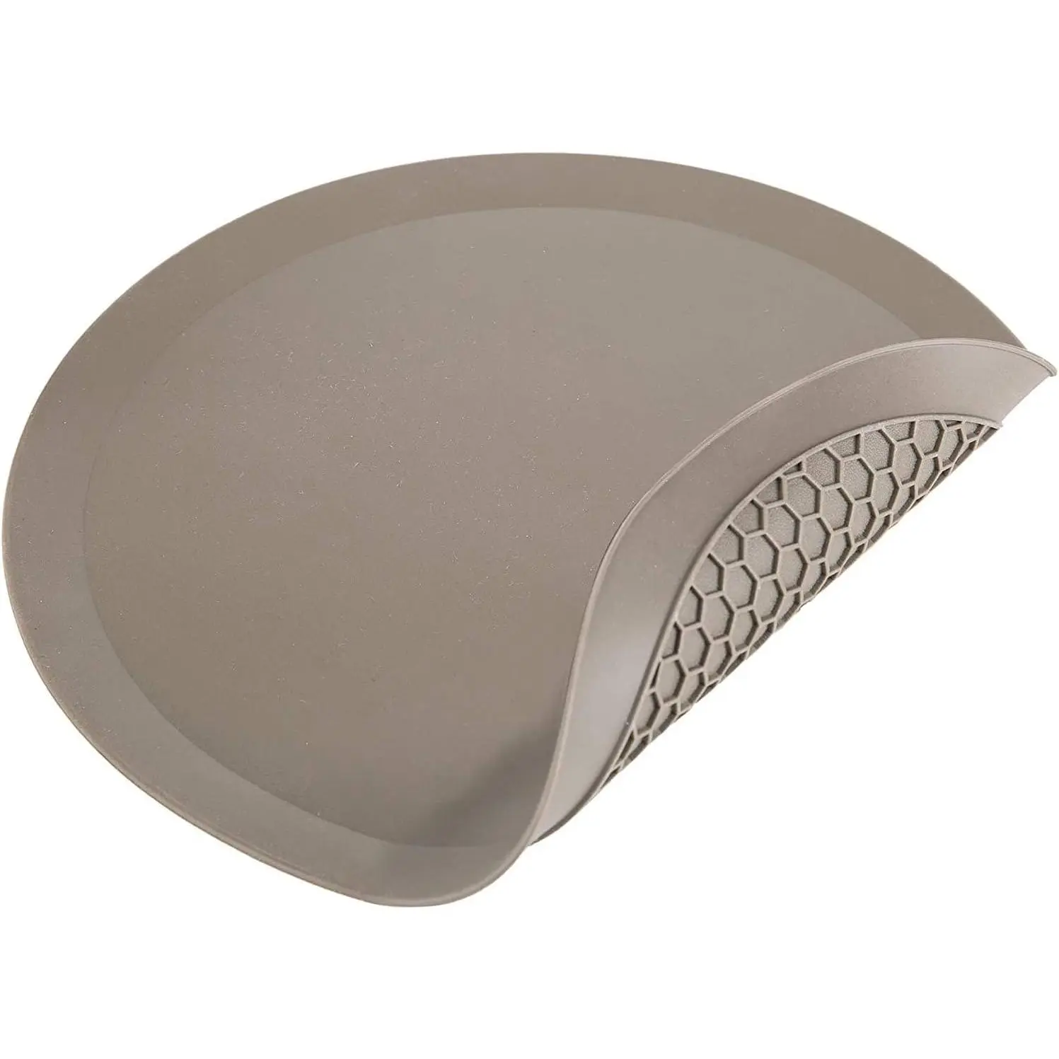 100% Silicone Heat Resistant Multifunctional Mat - 12-in Diameter Gray Durable Pet & Home Cooks Mat, Non-Slip Raised Edge Kitchen Protector for Hot Pots, Microwave Spill Containment, Contains Messes, 1 Piece