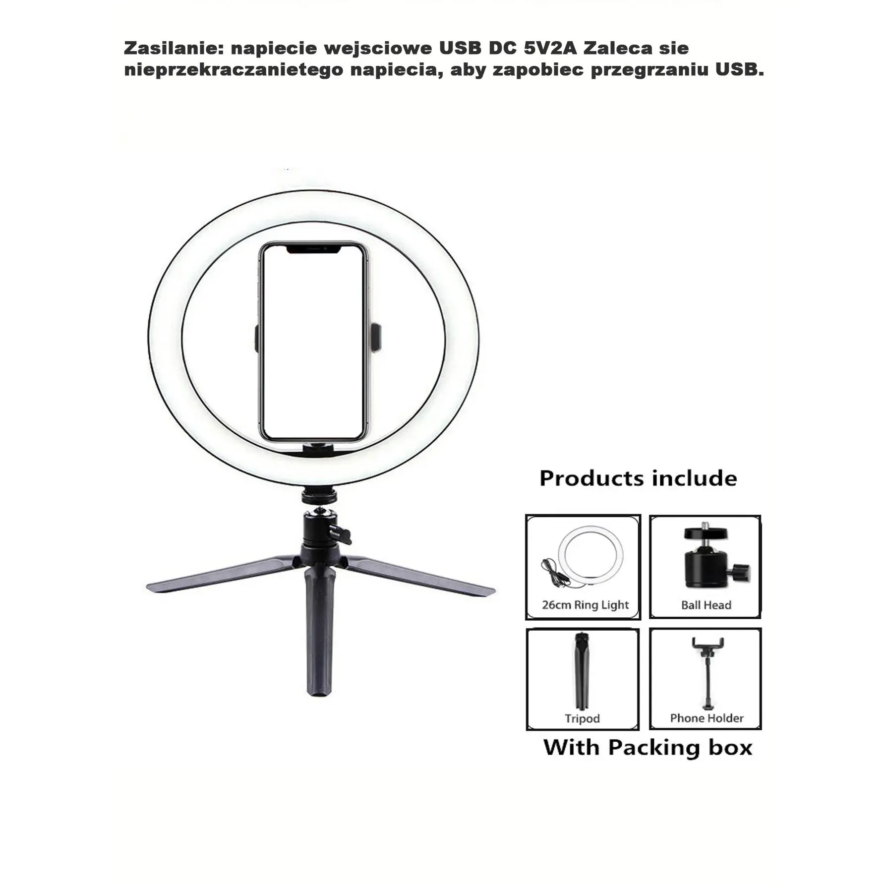 26 cm shooting light 26 cm light ring + tripod stand Compact Phone Portable Selfie Cellphone Smartphone