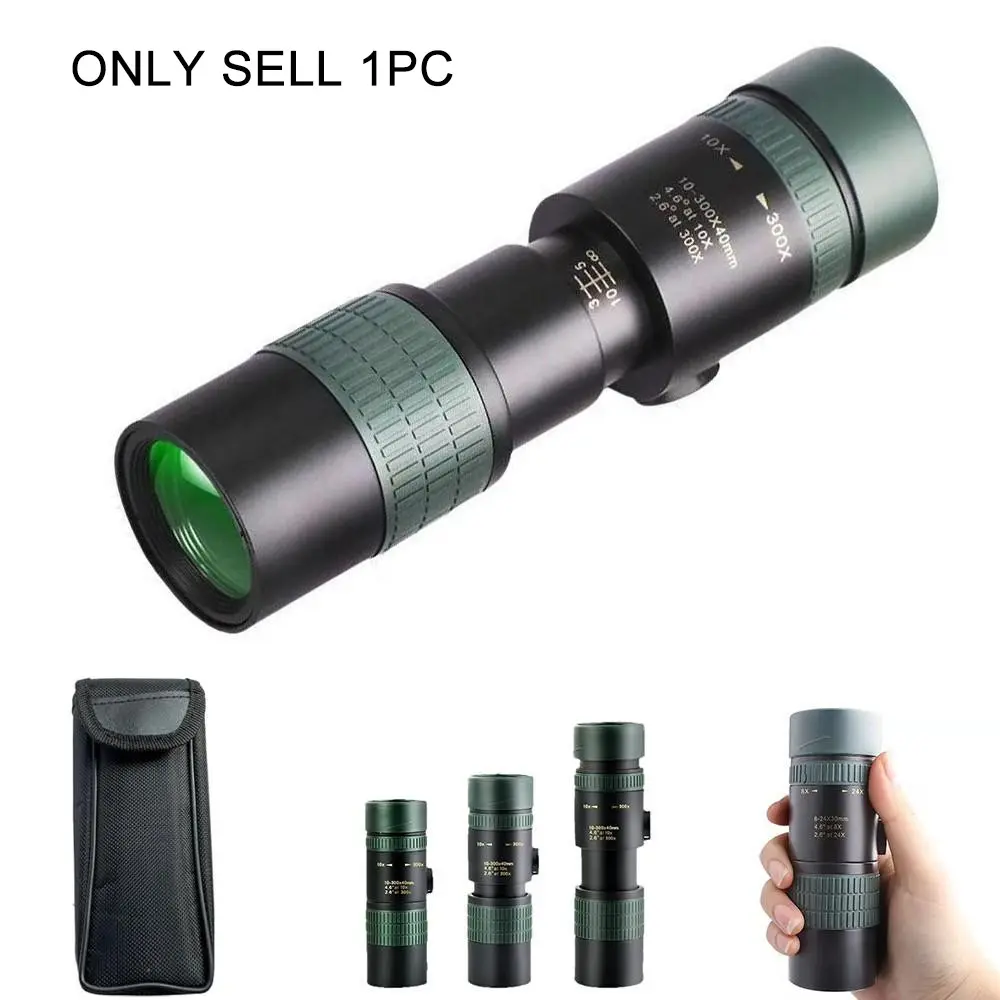 10-300x40 Zoom Monocular Telescope, Lightweight Portable, Extendable Focus, Outdoor Hiking Essentials, Wetland Bird Watching, Camping Beginner