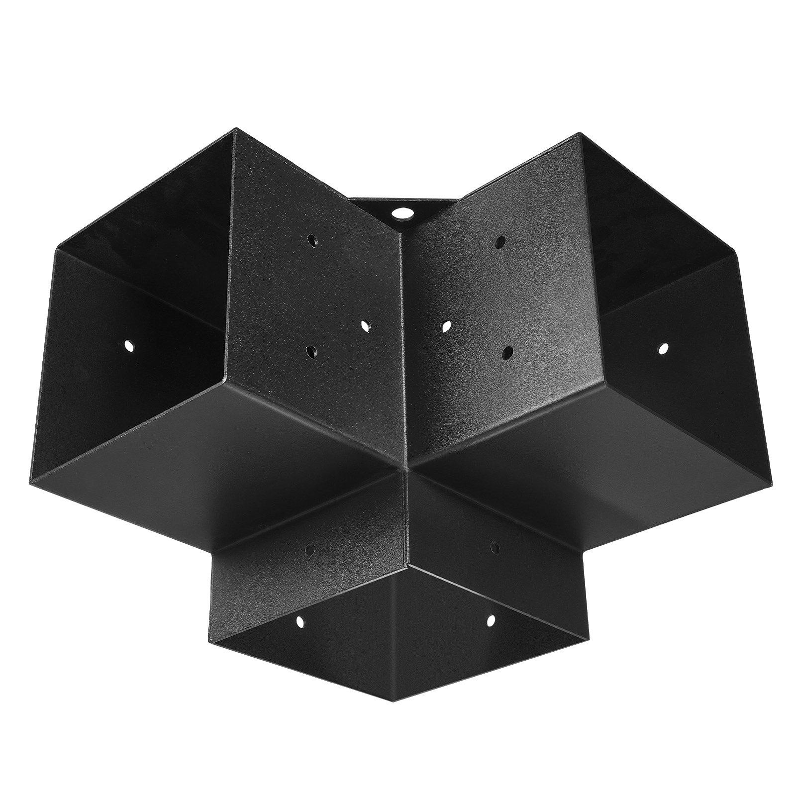 VEVOR Pergola Bracket Kit, 6x6 Inch (Inner Size 5.5x5.5), 4 Pcs 3-Way Heavy Duty Corner Bracket Woodworks DIY Post Base Kit, Easy Installation Wooden Beams for Gazebos, Patio Pergolas, Log Cabin