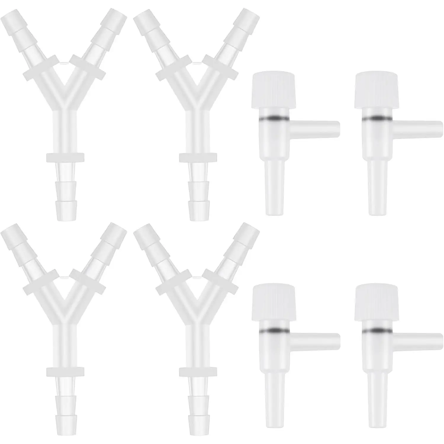 8 count  Tubing Connectors, 1/4" Hose Barb Fitting 3 Way Y Shape Barbed Fitting Plastic Tubing Connectors for Air Line Tubings Pipe, Household , Gas, Water