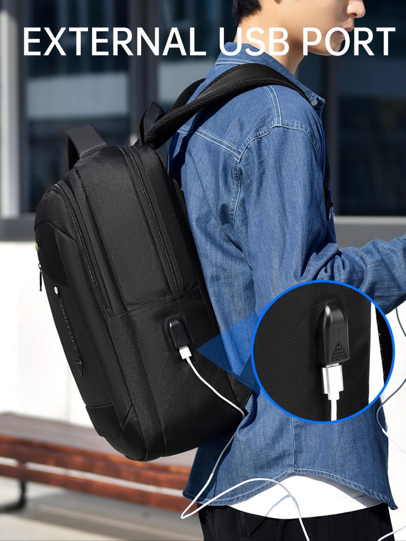 Business Style Large Capacity Backpack, Lightweight Zipper Backpack, Casual Solid Color Backpack for Men, Business Travel Backpack