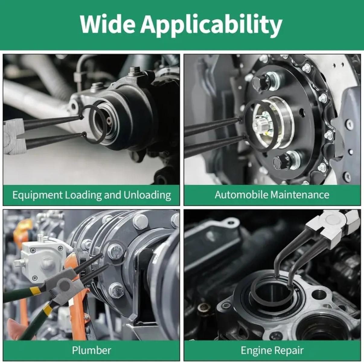 Portable 4Pc Pliers Set Internal & External Bending & Straight Heavy-Duty Disassembly Tool with Storage Box Metal Construction Retaining Ring Circlip Snap Hardware Hand Tools Kit Removal Ratchet car