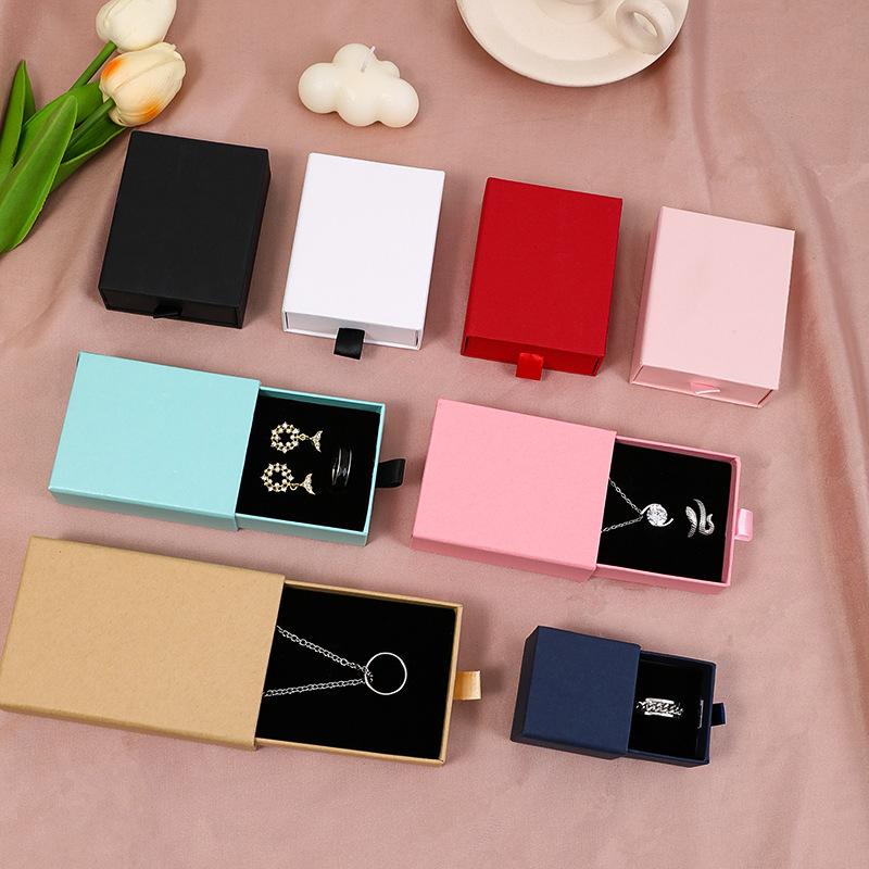 Elegant Jewelry Gift Boxes Set of 2, Accessories Box, Durable Thick Cardboard Storage Containers, Perfect for Rings Necklaces Bracelets Earrings Display, Drawer Packaging