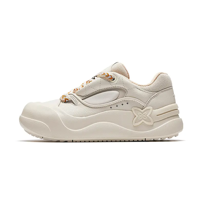 Anta Donut-Style Women's Casual Footwear - Trendy Low-Cut Beige Shoe, Comfortable Non-Slip Durable Trainer, Credentialed with Global Authentication Support