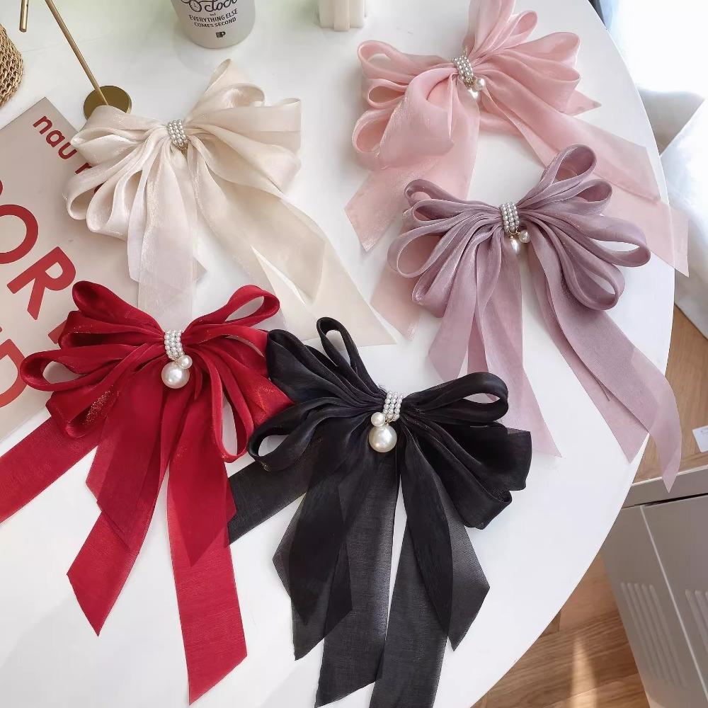 oversized bow headgear French retro oversized streamer bow hairpin back head hairpin spring clip top clip