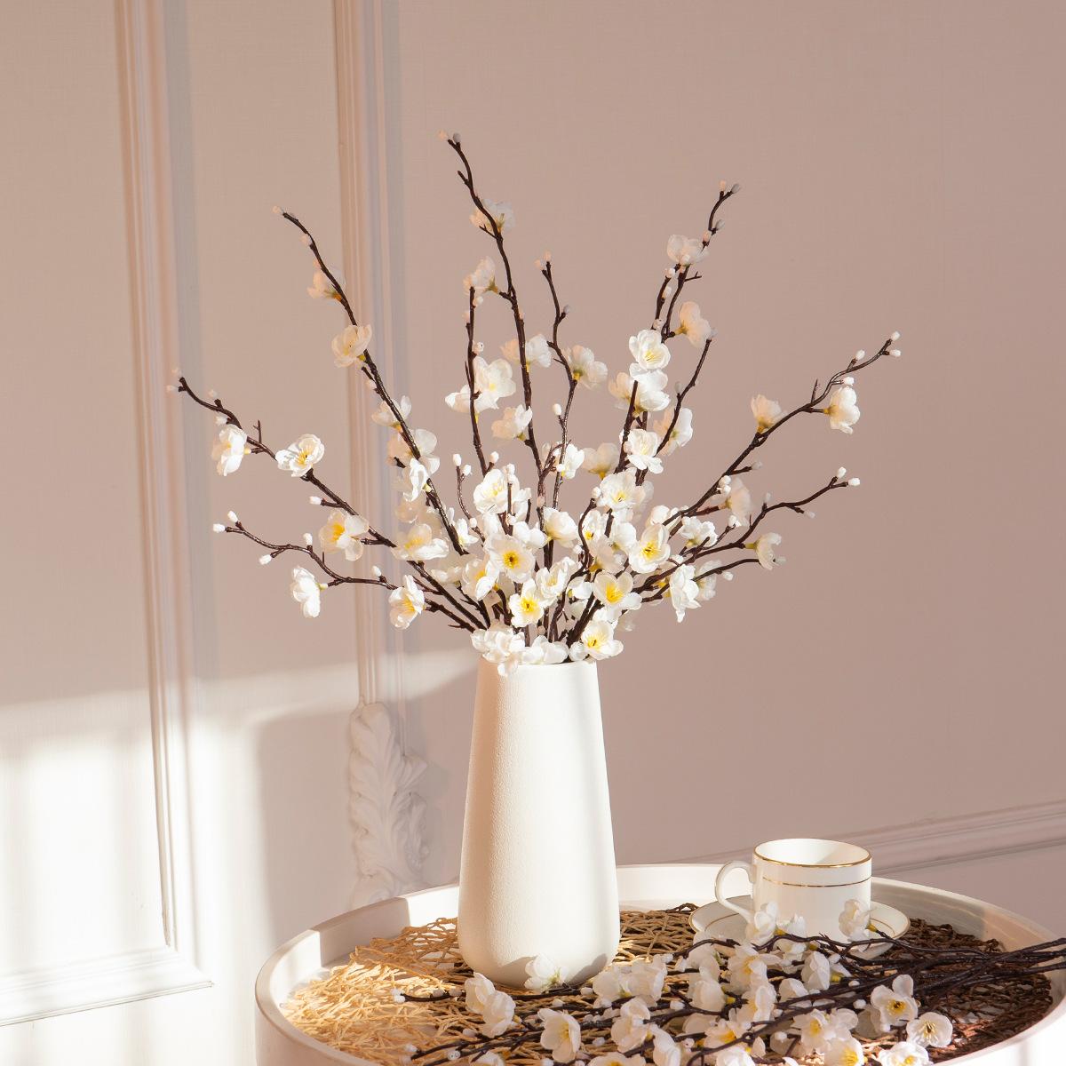 Chinese-style artificial plum blossom, faux flower, winter plum, peach blossom branches, wedding home desktop decoration, floral arrangement, dried flower bouquet