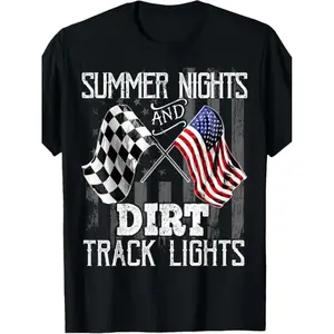 [100% Cotton] 100% Cotton Summer Nights Dirt Track Lights Racing Motocross Print T-Shirt for Men Women Couple, Street Casual Short Sleeve Cotton Tee -Ultra-Soft, Comfortable Breathable, Moisture-Wicking, Daily Wear, All Season, Men XXX