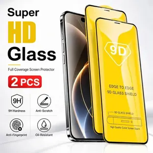 2 pcs 9D Full Coverage Tempered Glass Screen Protector For iPhone 17 Pro Max/Air/17 Pro/16/15/14/13/12/11/16e/16 Pro Max/16 Pro/16 Plus/X/XS MAX/XR - HD Clear, Anti-Scratch, Bubble-Free Installation, Case Friendly