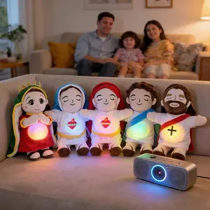 Breathing Jesus Virgin Mary Soothe Plush Toy Kids Soft Soothing Jesus Plushies Comforting Jesus Heart Toy Easter Christmas Gifts