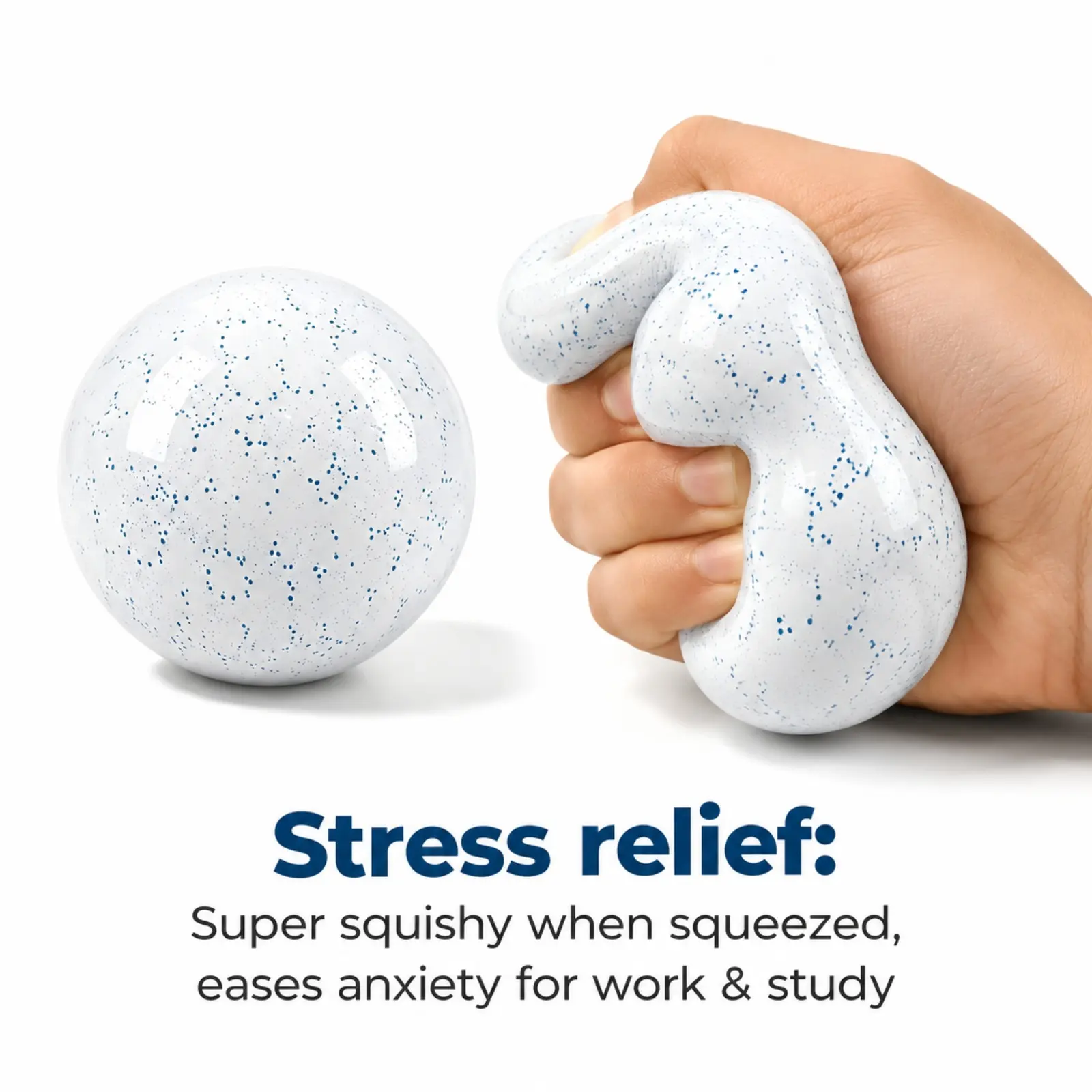 Speckled Solid Squish Stress Snowball Giant Cube Squeeze Ball Slow Rising Fidget Toy for Adults Kids Anxiety Relief Sensory Squishy Hand Therapy Stress Relief Squeeze Toy Gift