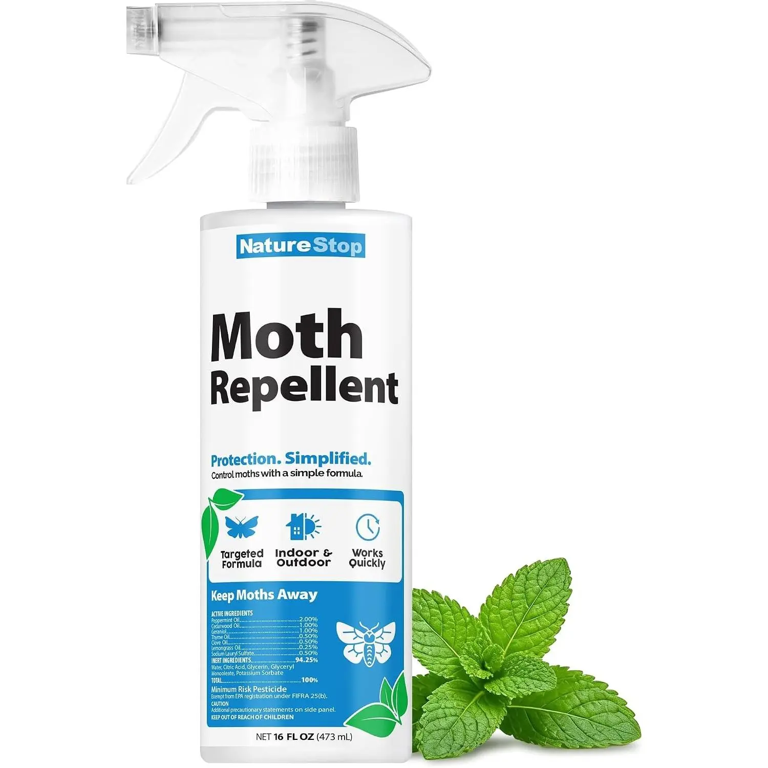Moth Repellent Spray 16oz Protects Closets & Fabrics Plant-Based Active Ingredients Pet & Family Friendly For Clothing & Storage Areas Indoor Use