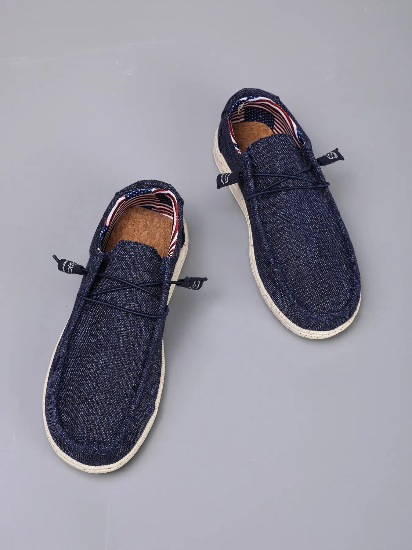 Men 3 Colors Vintage Plaid Canvas Loafers, Thick Hemp Rope Laces & Speckled Chunky Anti-slip Sole, Daily Casual Slip-On Lazy Shoes, Casual Fashion Shoes