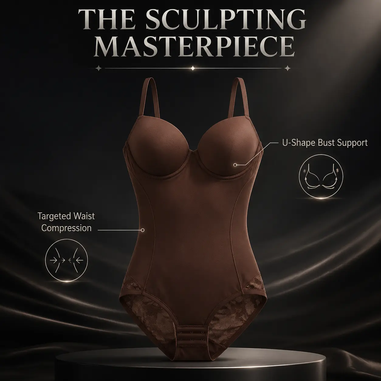 Women V Neck Padded  Waist Trainer Bodysuit Adjustable Multi Hook Back High Compression Mesh Tummy Control Fajas Colombianas Instant Hourglass Figure Body Shaper Undergarment For Office Wedding Postpartum Daily Wear with Bra Cup Shapewear seamless