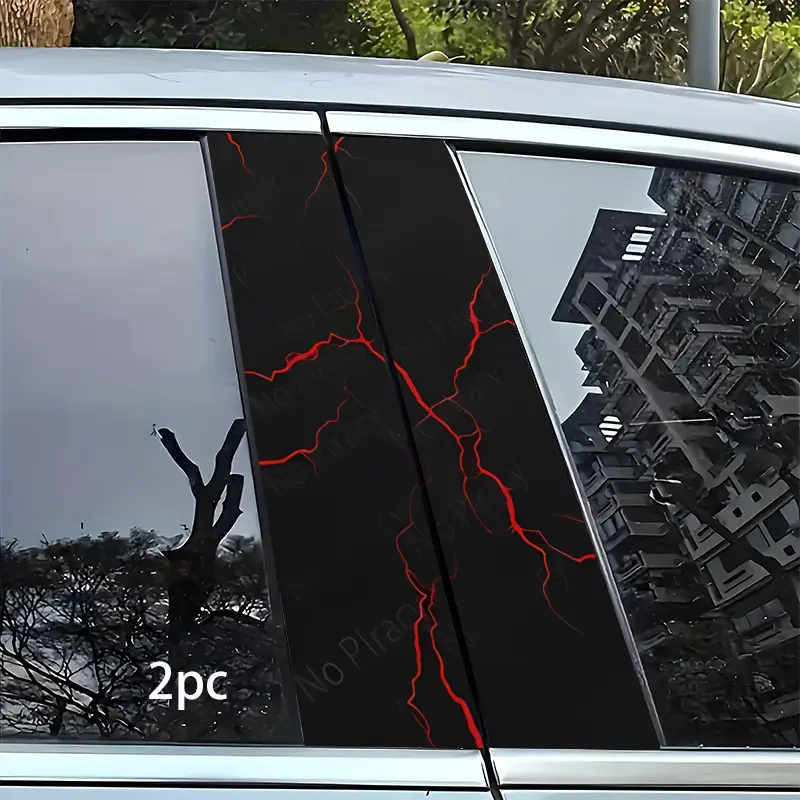 2pcs, Car Stickers, Just Pattern Stickers Car B-Pillar Stickers Flame Crack Design Suitable for Car B-Pillars, Glass And Plastic Surfaces, Enhancing Vehicle Aesthetics, Waterproof