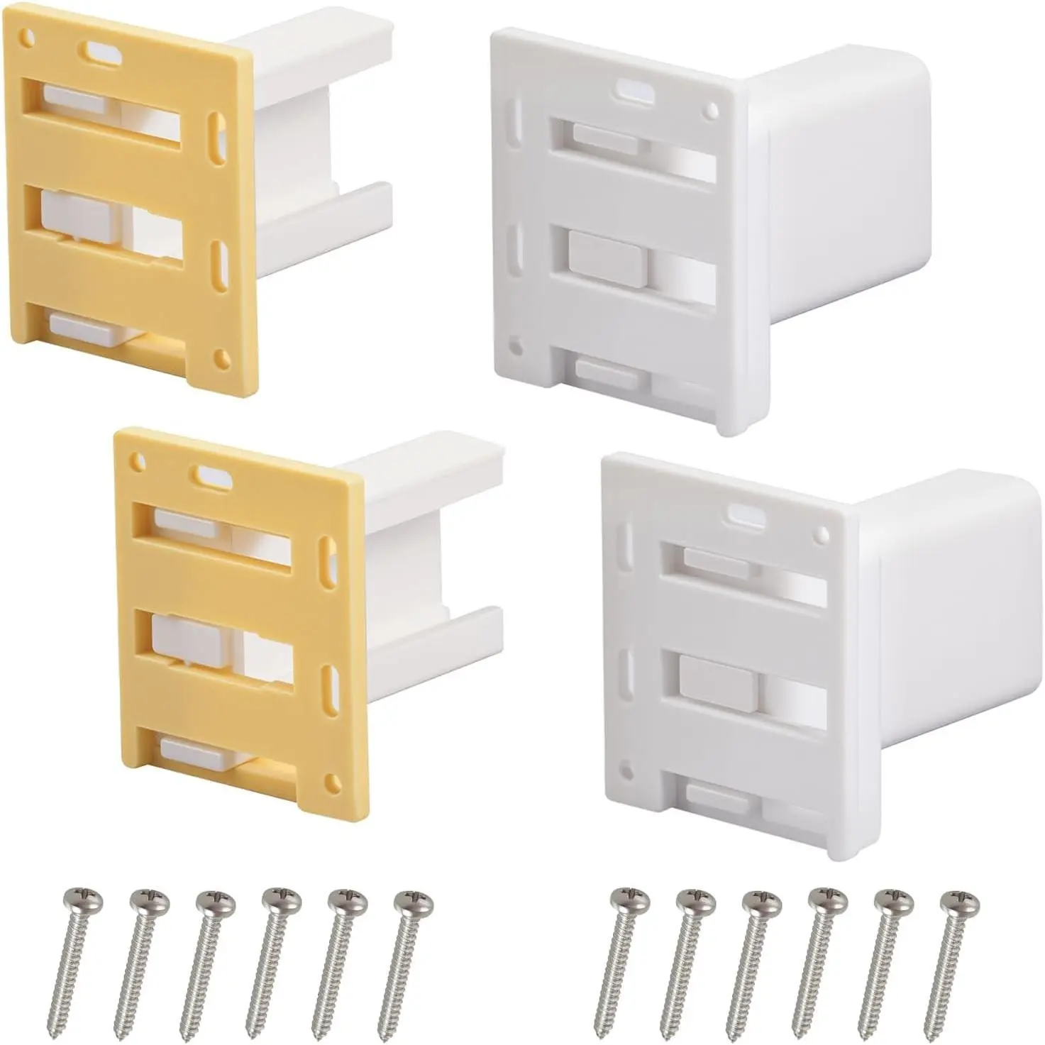 4 Pack Rear Mount Drawer Slide Brackets for 1-Inch Slides, C-Shaped Face Frame Sockets, Cabinet Pull-Out Shelf Hardware, Bottom Mount Plastic Track Brackets (2 Pairs)