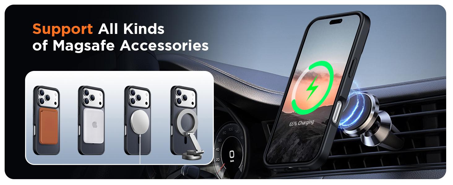 [2 Pack Screen Protector ]Magnetic Phone Cases for iPhone 17 Pro Max 16 15 14 13 12 Pro Max Plus Case, Magnetic Translucent Matte Case with 2PCS Tempered Glass Screen Protector Slim Phone Case for iPhone 17 Pro Max 6.9'', Black