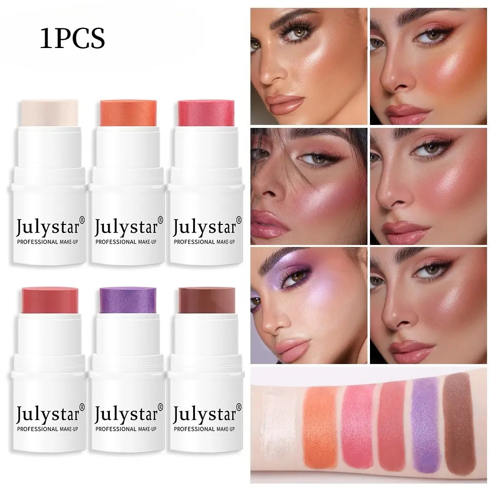 Powder Blusher Stick for Lazy People High Gloss Shaping Sunshine Carmine Pearl Powder Blusher Paste Powder Blusher Stick Monochrome Matte Powder Blusher