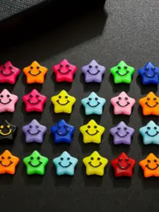 200pcs Mixed Color Acrylic Smile Face Charms with Star Spacer Beads, DIY Jewelry Making Supplies for Bracelets, Necklaces, Earrings, Phone Accessories