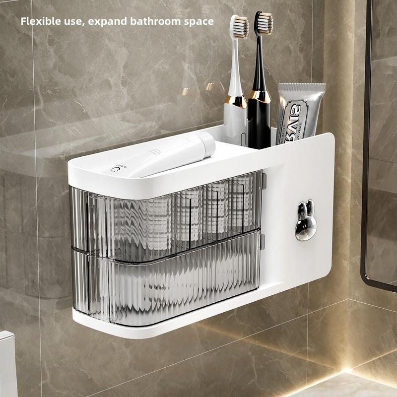 Rotating Wall-Mounted Multi-Functional Desktop Storage Box, Organize Phone Charger Cables, Bathroom Small Items, Home Office Use