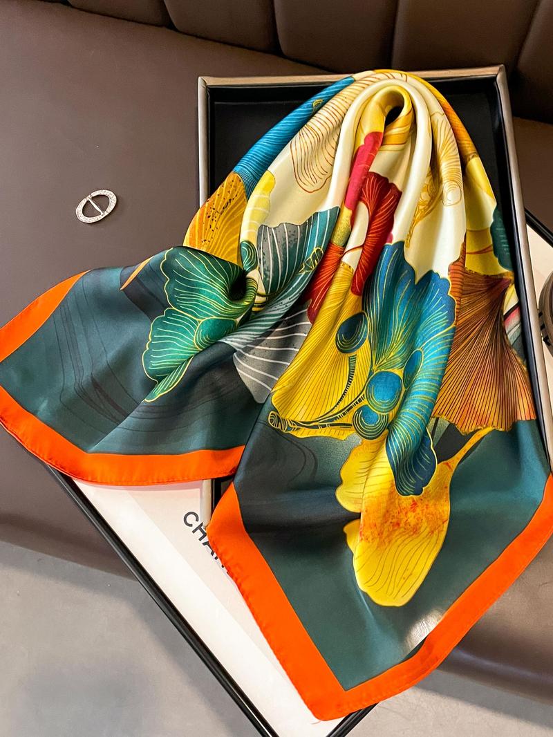 Women's Leaf Print Square Scarf, Fashionable Soft Comfortable Shawl for Daily Wear, Casual Versatile Scarf for Women & Girls, Blanket Scarf