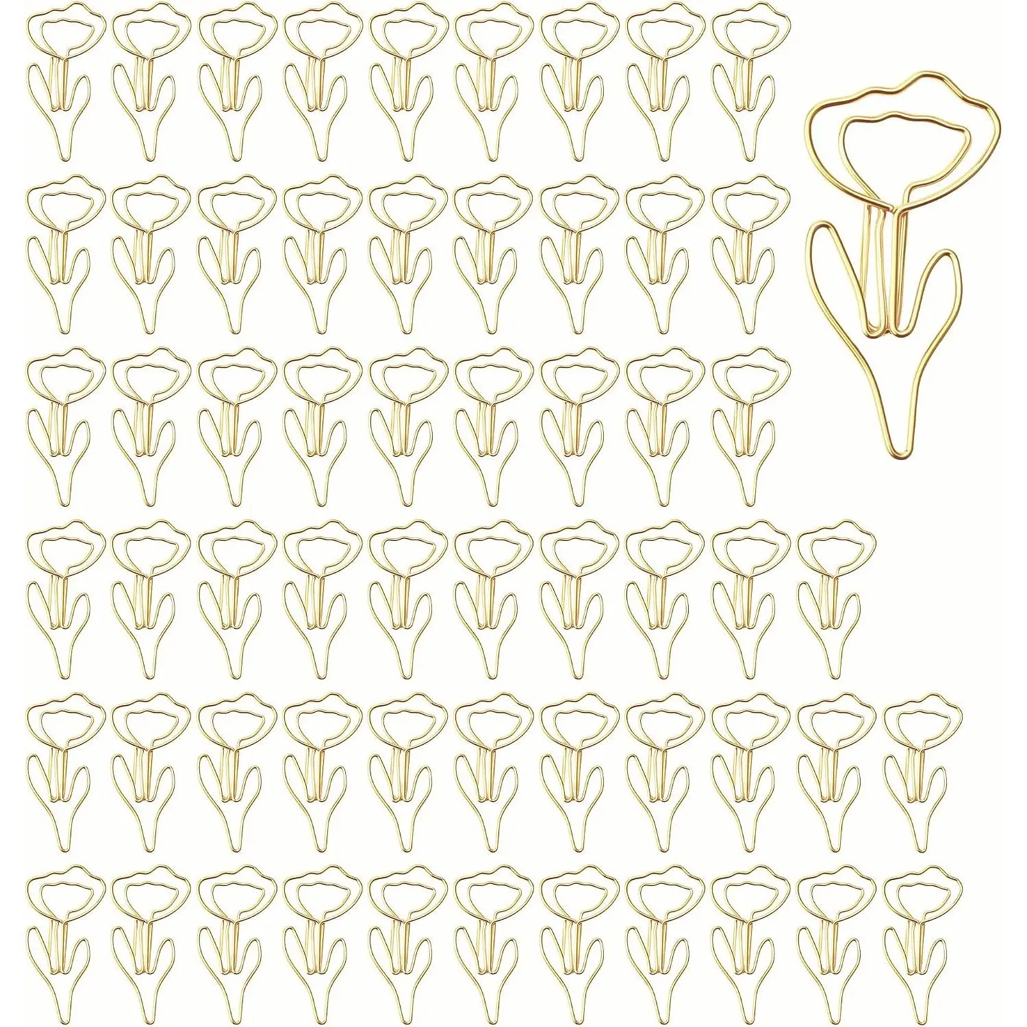 60 count Cute Flower Shaped Paper Clips, Durable Floral Paperclip | Fun & Pretty Paper Clips for Office Supplies, Bookmark, Desk File Organization, Wedding Decoration &  Wrapping