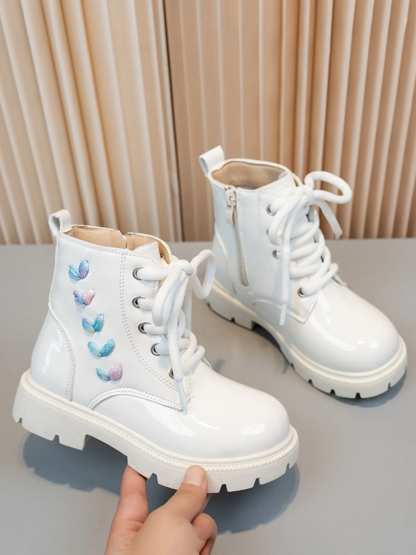 Girls' Winter Boots, Print Boots, Mirror Side Weave Decor, Non-Slip Fashion, Party & Event Shoes, Kids' Festival Gift, Simple Design