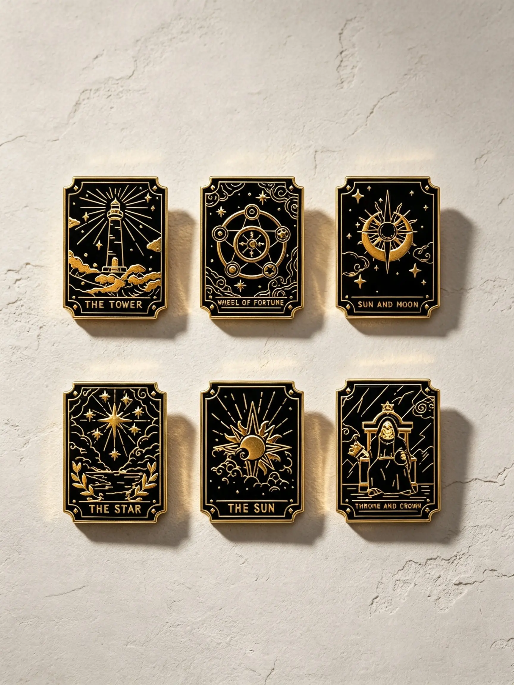 6 Piece Tarot Zodiac Metal Pins Set, Creative Personalized Backpack Decorations, Fashionable Trendy Accessories, Unique Jewelry Gift Idea