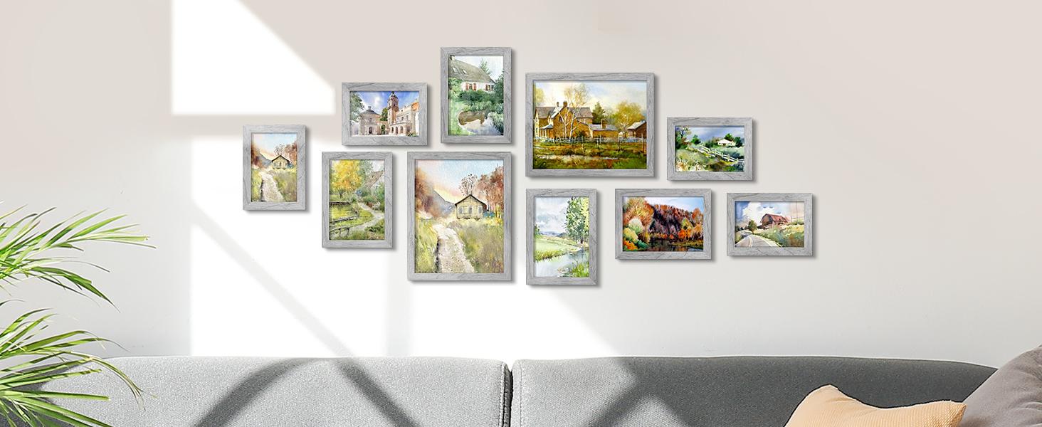 10 Pack Picture Frames Collage Wall Decor for Mounting or Tabletop Display, Photo Gallery Frame Set for Family, Multi Sizes Including 8x10, 5x7, 4x6, Black