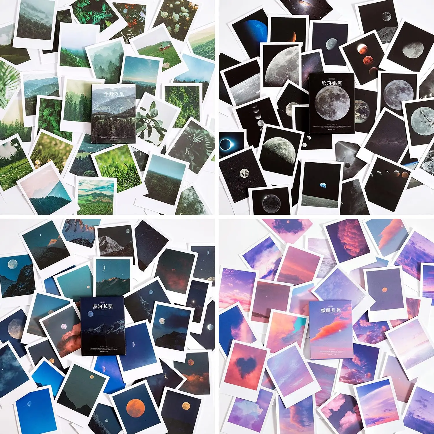 Landscape Nature Stickers Set (120 Pieces), Aesthetic Mountain Forest Sky Cloud Galaxy Space Moon Phase Sunset Natural Scenery Collage Pictures for Art Journaling Scrapbooking Junk Journal Supplies