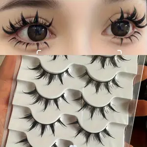 5 pairs of cartoon lashes - dramatic devil style - thick and long with 3D curl - soft and lightweight cosplay accessories - free from formaldehyde