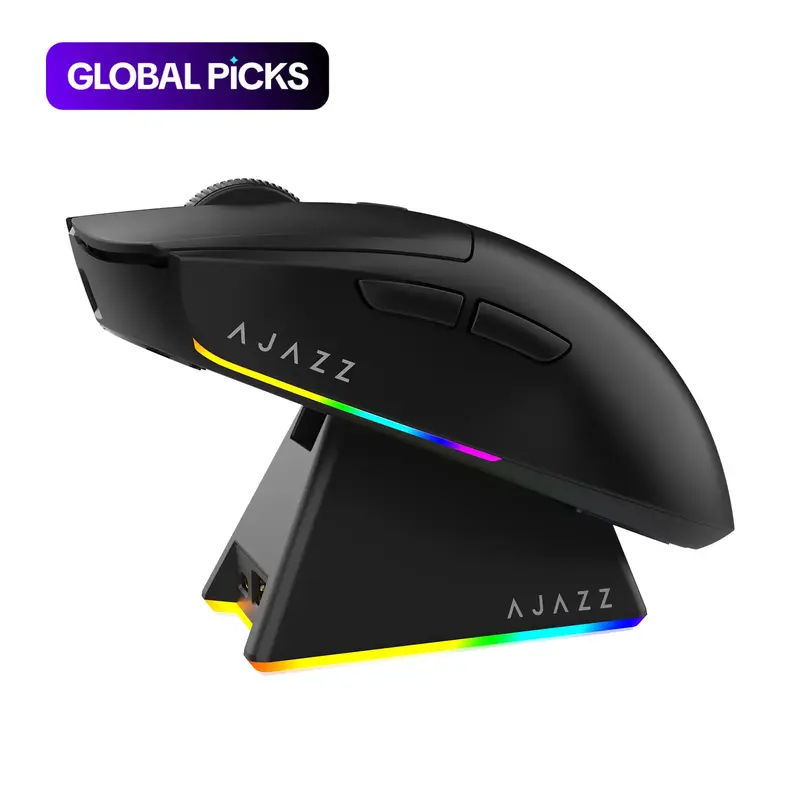 AJAZZ AJ139 V2 MC Wireless Gaming Mouse, PAW3311 Sensor, Low-Latency Tri-Mode (USB-C + 2.4G + BT), Wireless Charging Base, Lightweight 66g Design, 1K Polling Rate, 500mAh Long-Lasting Battery, Multi-System Compatibility, Esports and Office Use