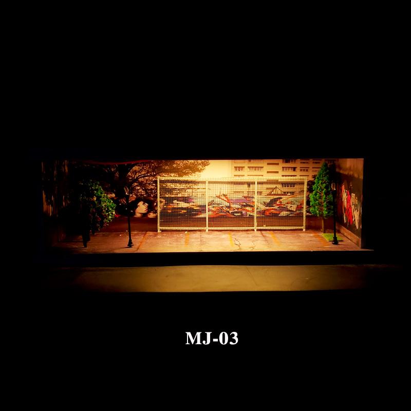Diorama 1:64 Scale Car Garage Model With LED Lighting Fits For 1/64 Hot Wheels Diecast Model Car City Street Car Parking Lot Backdrop Display Model  Collection Toy Gift with Acrylic Dust Door