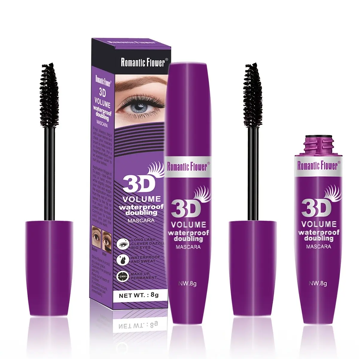 3D Blake Mascara, Natural Long-Lasting Waterproof Sweatproof Volumizing Eyelash Mascara, Face Makeup Quick-Dry Eye Makeup