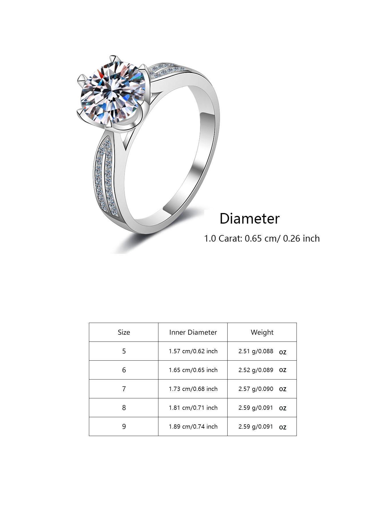 S925 Sterling Silver Synthetic Moissanite Ring, Luxury 6 Claw Setting Engagement Ring, Fashion Jewelry Accessories for Women