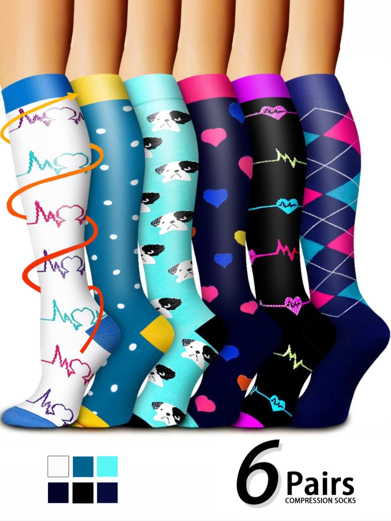 Unisex's Colorful Compression Socks, Sports Socks for Running, Nurses, Pregnant Women, Sports Socks for Improving Blood Circulation