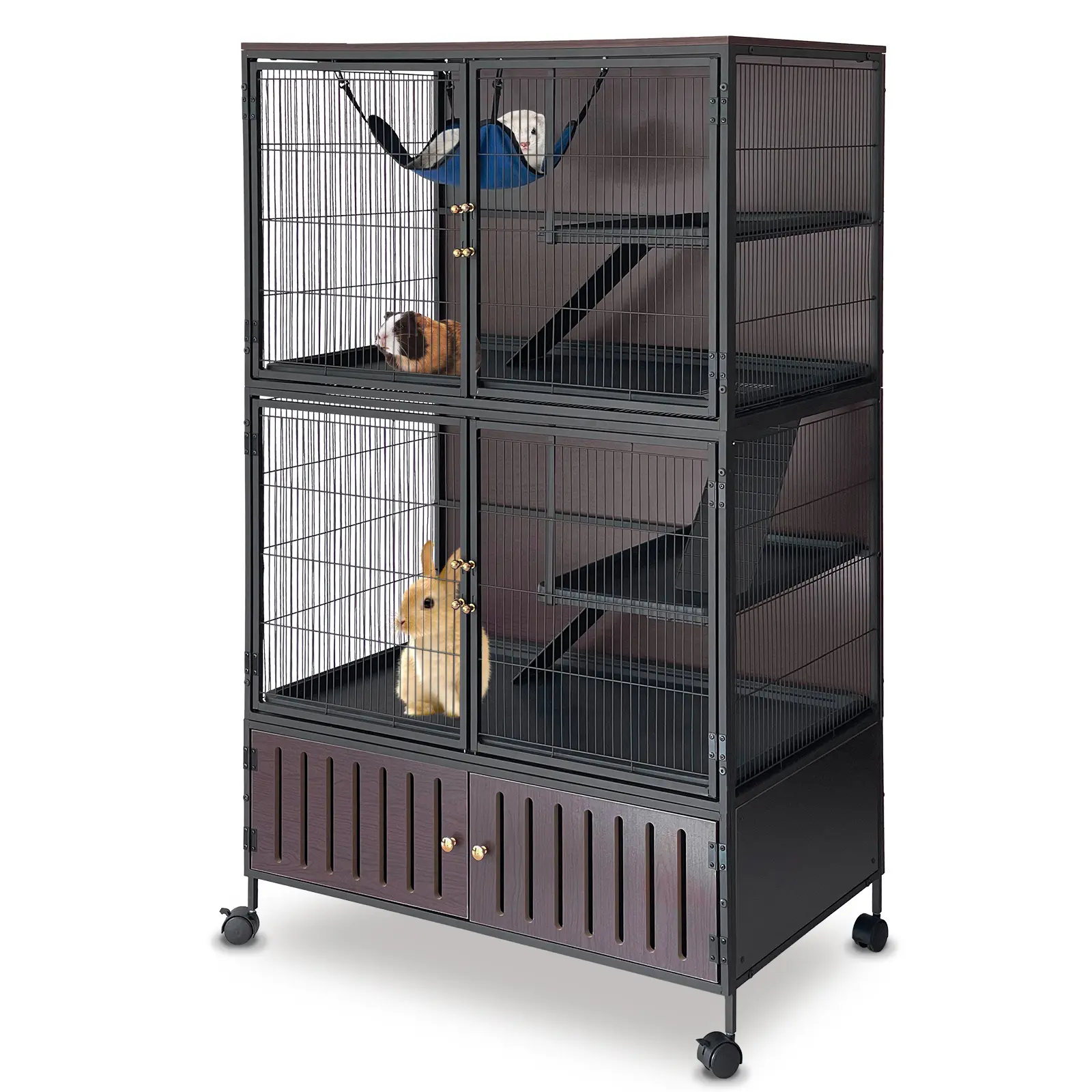 Extra Large Ferret Cage, Critter Nation Ferret Cage with Hammock, 60''H Small Animal Cages w/Removable Ramp & Platform for Rats/Chinchillas for Ferrets, Rats, Rabbits
