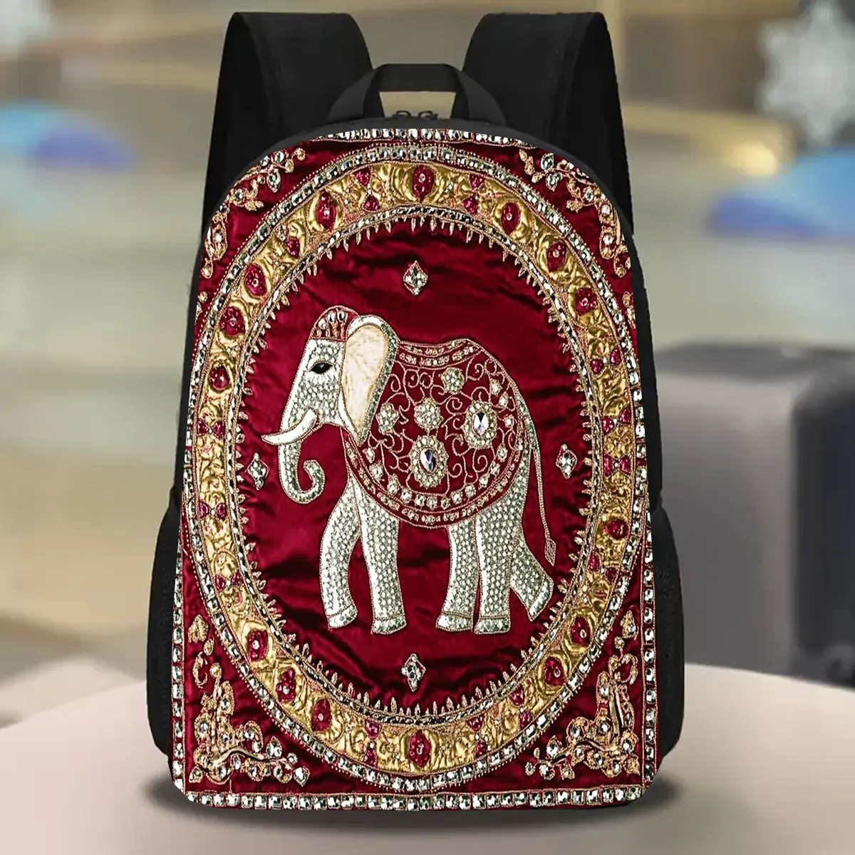 1pc Elephant Backpack, Large Capacity 17-inch Casual Backpack Laptop Bag with Water Bottle Holder - Lightweight Durable School Backpack, Autumn Gift, Fall Home Decor, Unisex Work Commute Travel Picnic Holiday Birthday Gift, Adjustable Shoulder