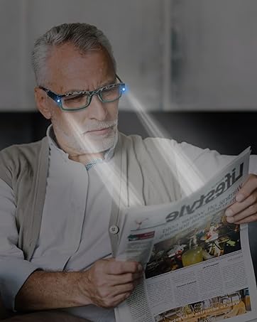 Reading Glasses with Light Magnifying Glasses with Light Led Magnifier Eyeglasses Nighttime Reader Frame Eyewear+2.5