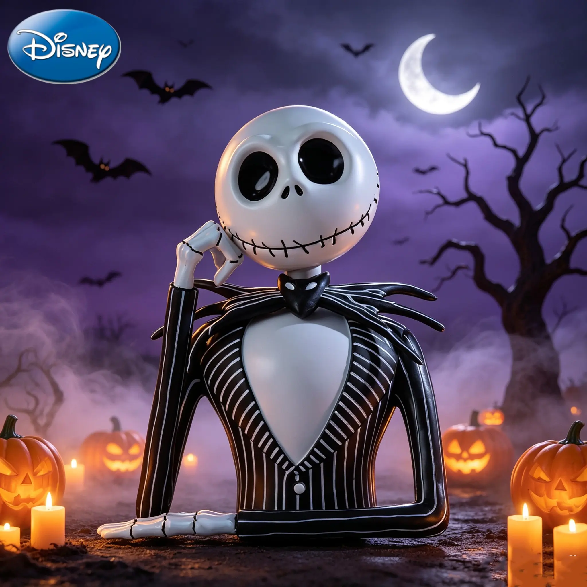 Disney Official Jack Skellington Decorative Piggy Bank, Coin Box Spooky Figure, Desktop Decor, Halloween Xmas Gift, Nightmare Before Christmas