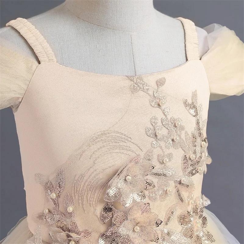 Teen Girl Bridesmaid Dresses for Wedding 12 14 Yrs Formal Evening Prom Long Gown Flower Elegant Birthday Party Princess Dress