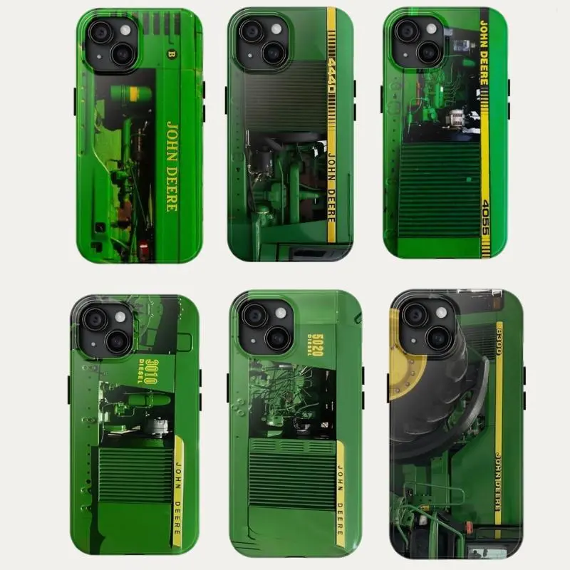 JD Green Tractor Phone Case - Durable Polycarbonate & Silicone & TPU Cover, Farmer-Focused Shockproof Casing, Full Print & Precise Cutout Accessory for iPhone 11-17 Pro Max/Plus, Samsung Galaxy S23-25, Phone Aesthetic Protection, Shockproof Plastic Casing