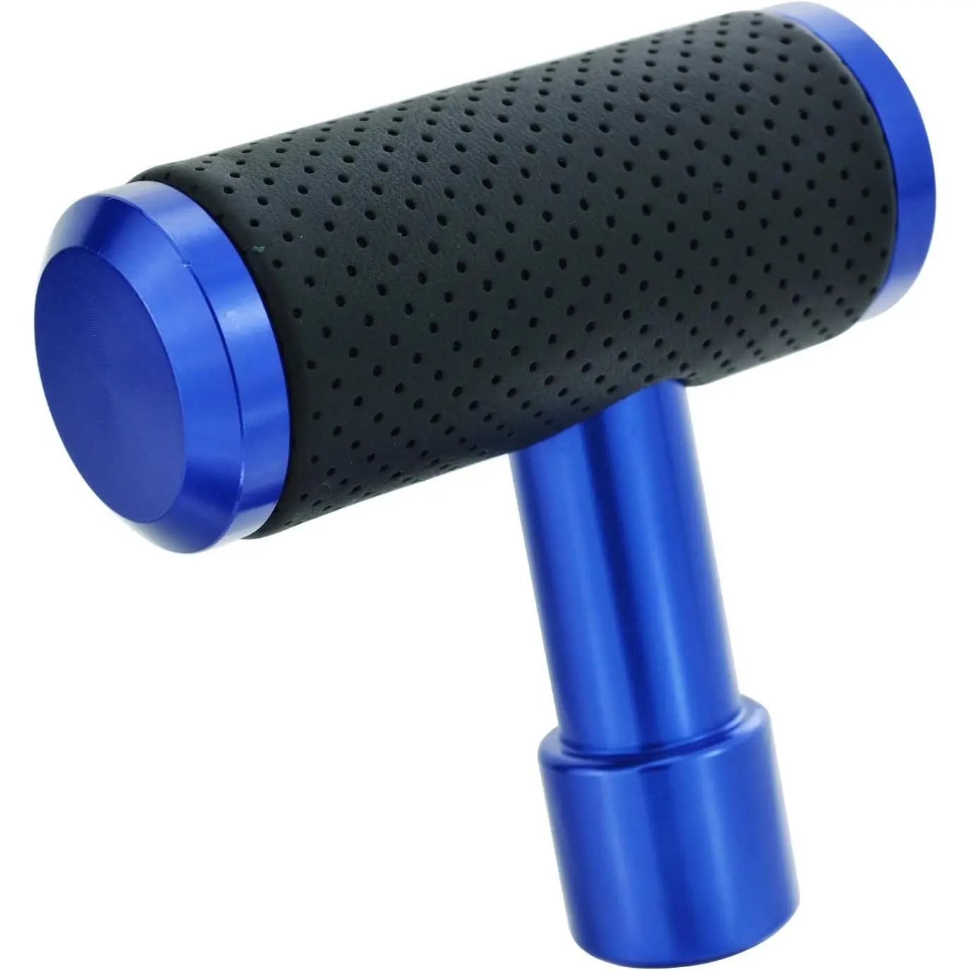 T Handle Shifter  Knob, Joystick Style Alloy Cover with Leather Gear Stick Lever Shift Fit  Automatic Manual Transmissions, Blue-Black