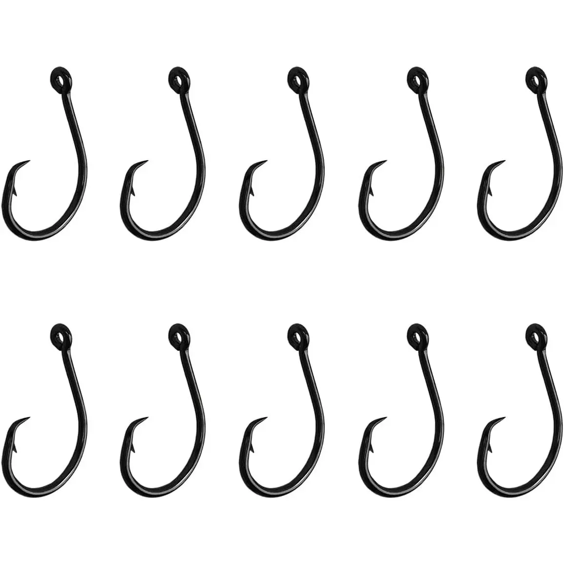 10 count High-Carbon Steel Circle Hooks Barbed Fishing Hooks with Holes, Freshwater and Saltwater Fishing Hooks for Tuna, Catfish, Bass