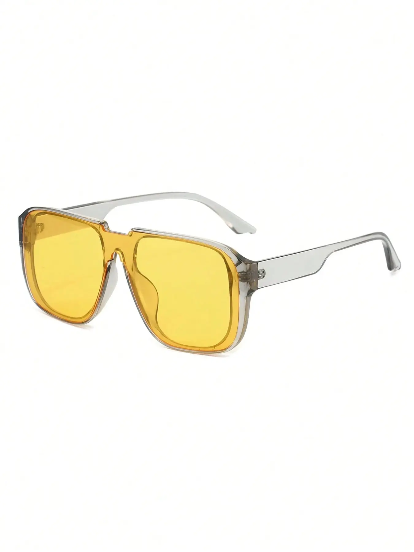 Men's Transparent Square PC Frame Glasses, Custom Integrated Lenses, Fashionable Street Style, Ideal for Vacation Scenes
