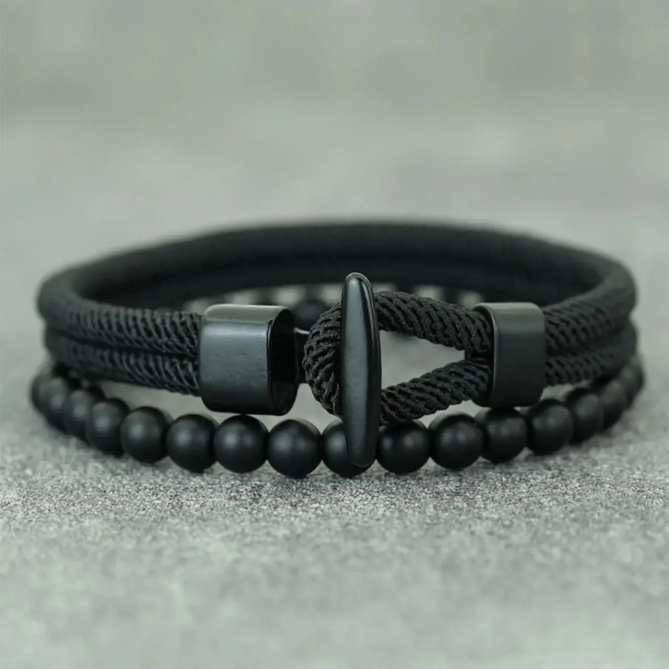 2-Piece Classic Men's Beaded Bracelet Set, Handcrafted Natural Malachite Jewelry, Easy Rope Stylish Accessories